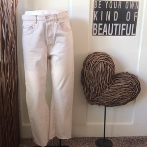 Zara Women Premium Denim Cropped Wide Leg Jean